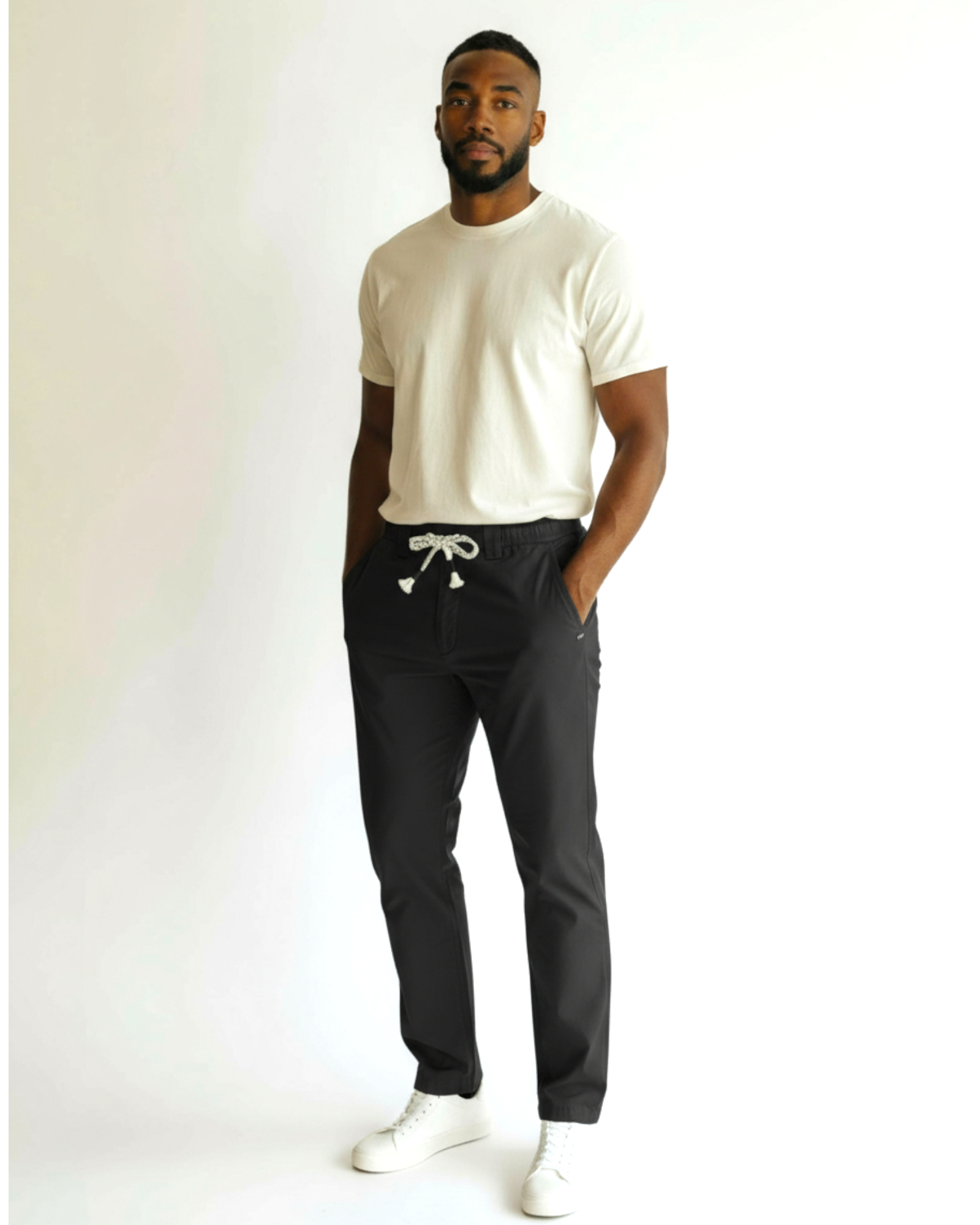 MENS BLACK  LINEN LOOM T.PANTS