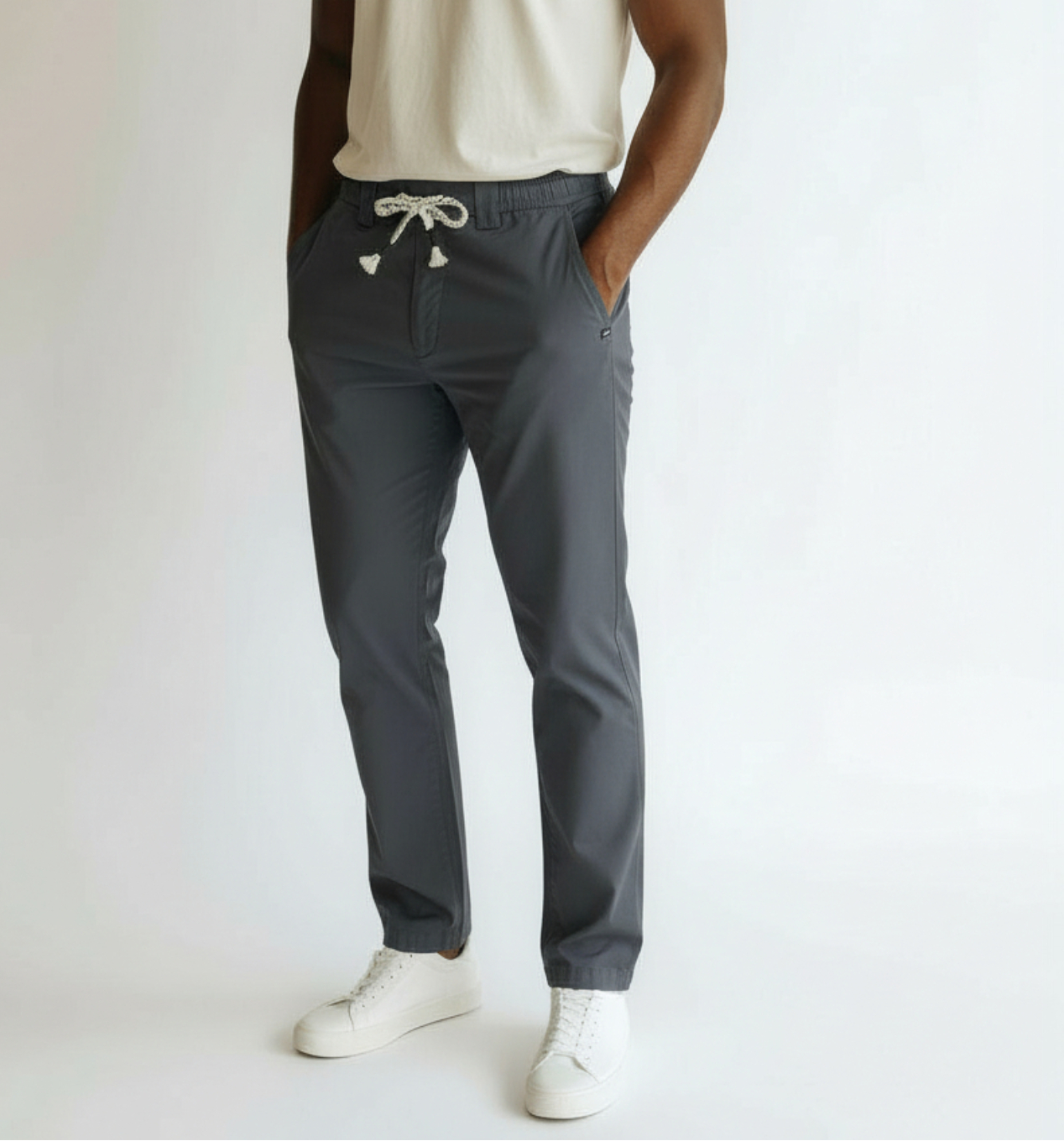 MENS SMOKE GREY  LINEN  LOOM   T.PANTS