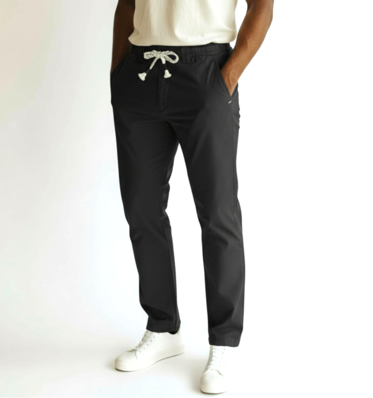 MENS BLACK  LINEN LOOM T.PANTS